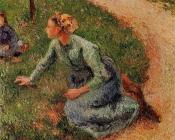 卡米耶 毕沙罗 : Peasant Trimming the Lawn